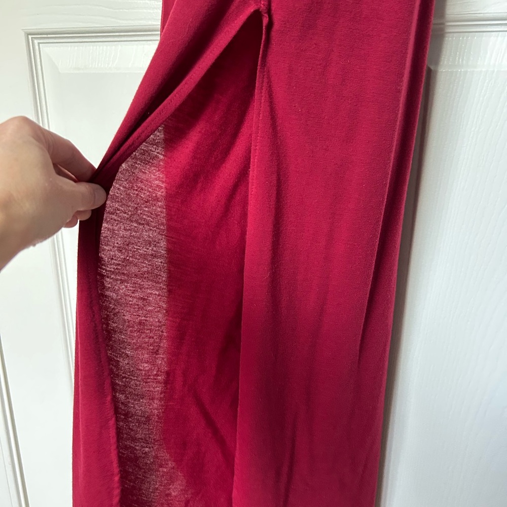 Verabendi Off the Shoulder Summer Long Burgundy Red Dress Size 8/10 - Picture 5 of 11